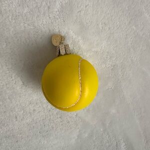 Tennis ball glass Ornament with Silver Heart Charm
